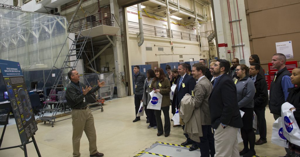 Fellows were introduced close-up to the environmental testing unit developed by NASA to test missions bound for space, led by Ed Packard, Associate Head, Environmental Test Engineering & Integration Branch.