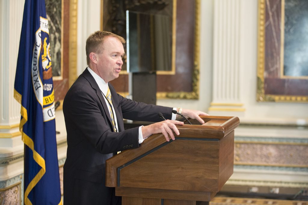 Mick Mulvaney, Director of the Office of Management and Budget, speaks to the CXO Fellows on July 11, 2017.